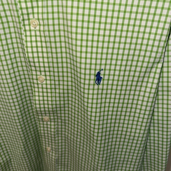Polo Ralph Lauren Performance Shirt Mens M Green plaid Gingham Button Down - Picture 2 of 7